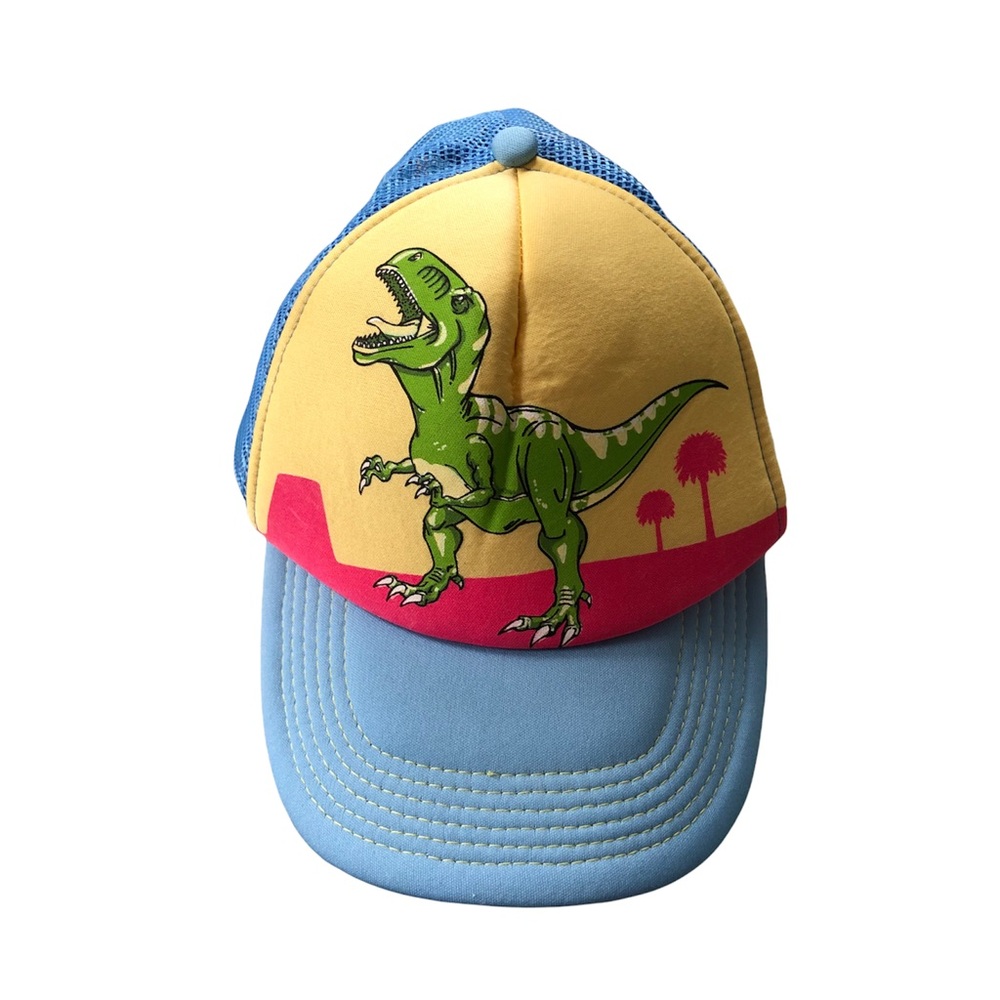 Hollywood Mirror Dinosaur Flat Brim Trucker Cap Hat SnapBack Blue Yellow Green